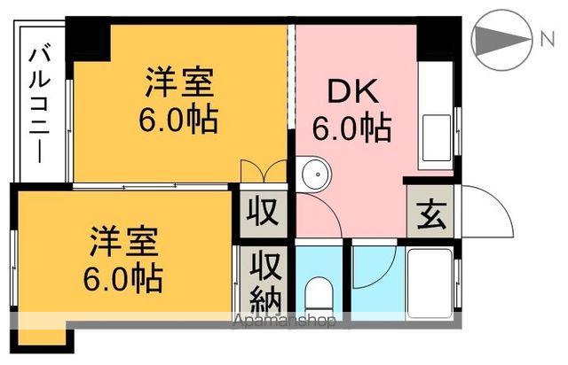 マンション岡(2DK/3階)の間取り写真
