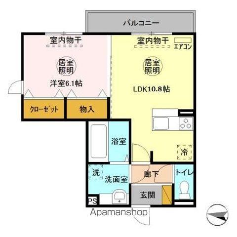 ラ・ドルチェヴィータ B(1LDK/2階)の間取り写真