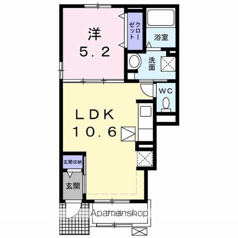サン・マーレンⅢ(1LDK/1階)の間取り写真