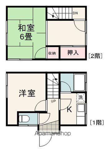 古川二戸一棟(2K/2階)の間取り写真