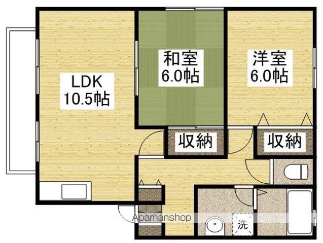 ハイカムールタカハシ B棟(2LDK/1階)の間取り写真