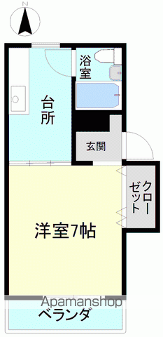 ヒロハイツ明治(1K/1階)の間取り写真