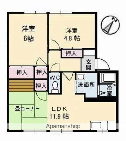 コスモタウン森岡 A棟(2LDK/1階)の間取り写真