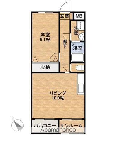 ATLANTIS(1LDK/2階)の間取り写真