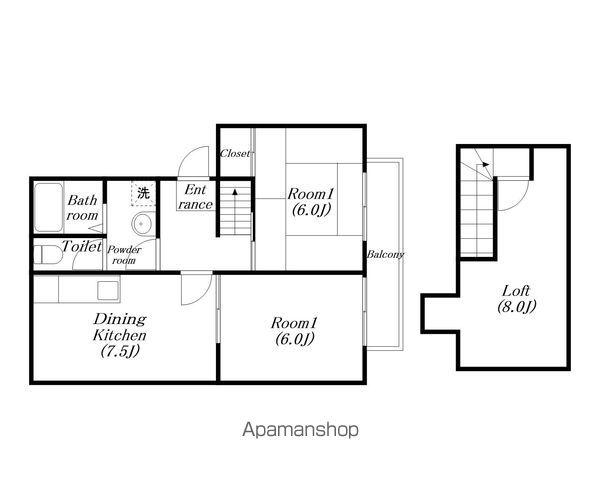 レストハイツ(2DK/2階)の間取り写真