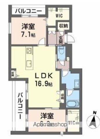 シャーメゾン別府駅前(1LDK/2階)の間取り写真