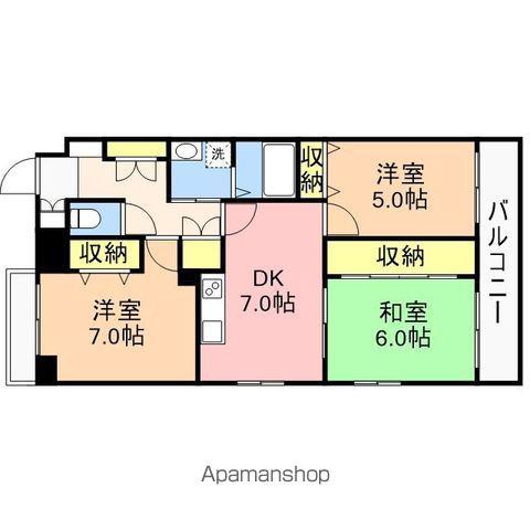 ヴィラ東中通(3DK/8階)の間取り写真