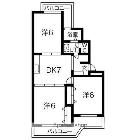 シエラ光が丘(3DK/3階)の間取り写真
