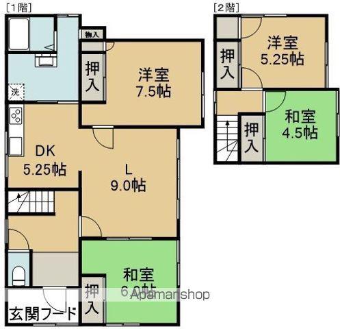 函館本線 桔梗駅 徒歩14分 2階建 築51年(4LDK)の間取り写真