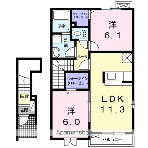 セントラルビレッジ・宮代(2LDK/2階)の間取り写真