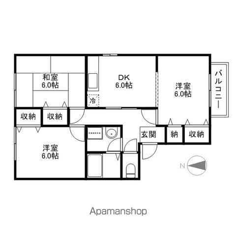 グランドゥール(2LDK/2階)の間取り写真