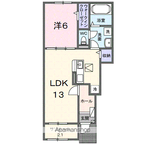カルムⅣ(1LDK/1階)の間取り写真
