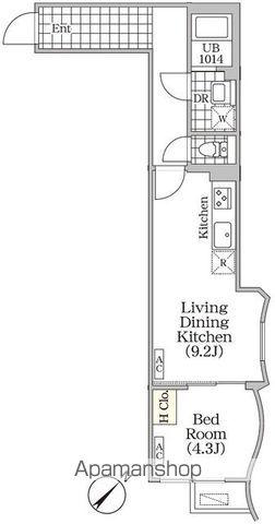 BRICK RESIDENCE 目黒本町(1LDK/5階)の間取り写真