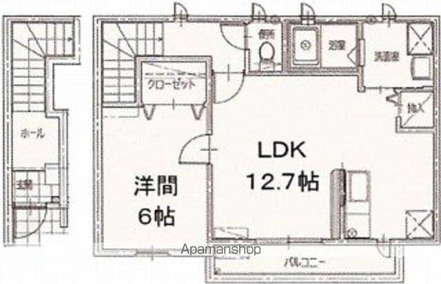 ヴィラ美里C(1LDK/2階)の間取り写真