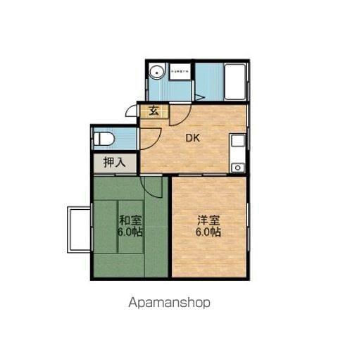 ツインズハウス(2DK/2階)の間取り写真