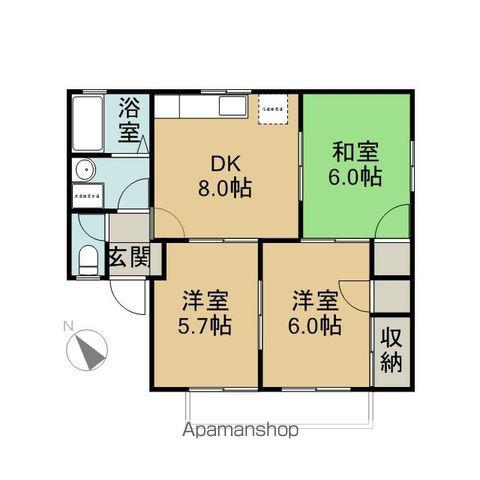 コーポ三ッ城(3DK/2階)の間取り写真