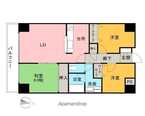 スカイコート上杉(3LDK/13階)の間取り写真