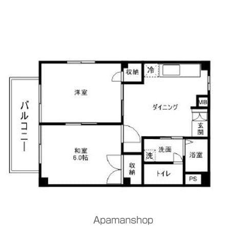 グランドールB(2DK/1階)の間取り写真