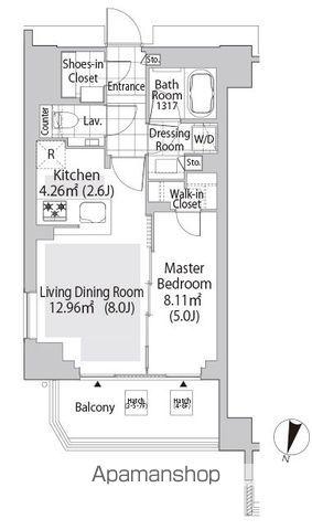 パークフラッツ渋谷神山町 旧アクシルコート渋谷神山町(1LDK/7階)の間取り写真