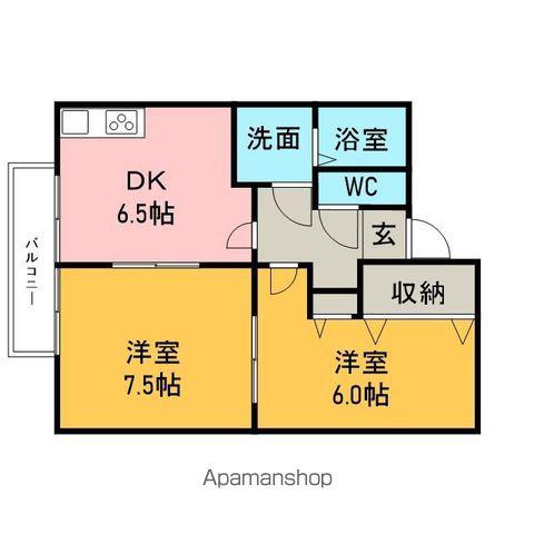 ロッソひばり(2DK/1階)の間取り写真