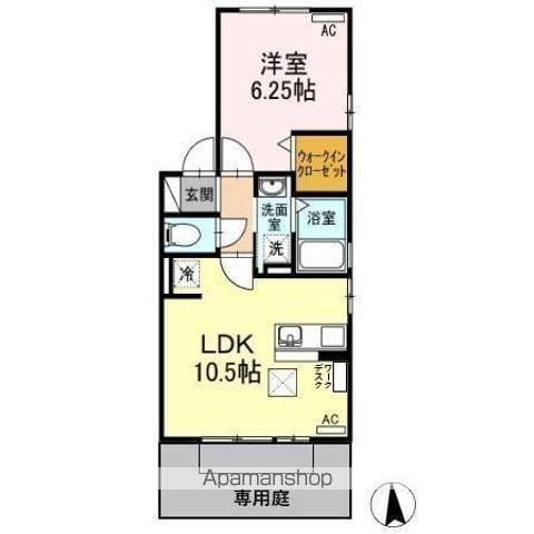 セジュールカルフールC棟(1LDK/1階)の間取り写真