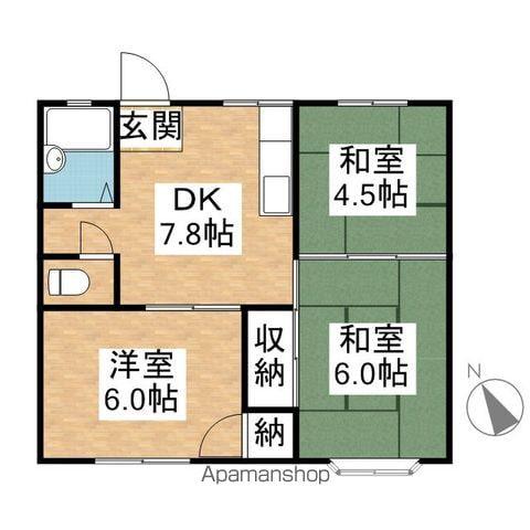 ハイツオカノⅠ(3DK/1階)の間取り写真