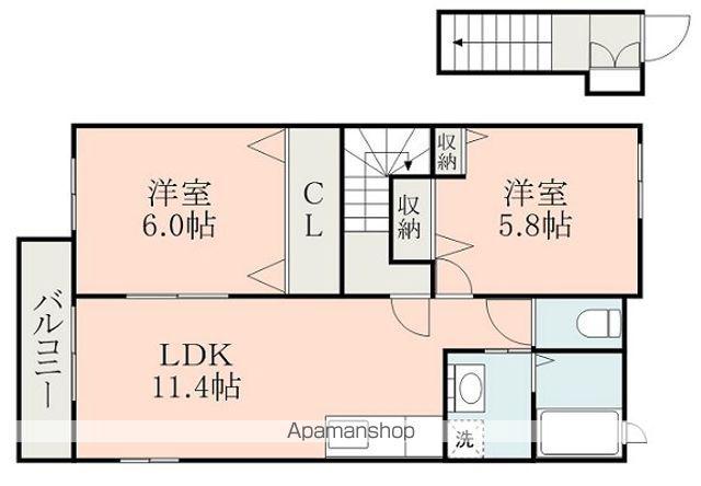 スプリング山鹿(2LDK/2階)の間取り写真