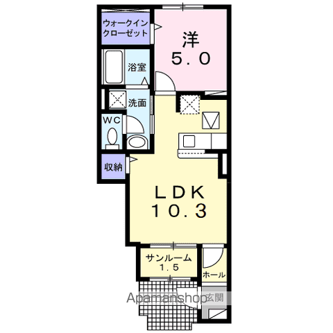 ルミエール C(1LDK/1階)の間取り写真
