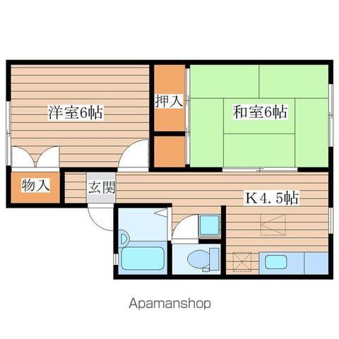 サンライズ館D(2K/1階)の間取り写真