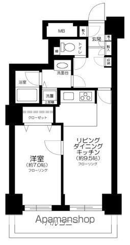リーデンスタワー(1LDK/6階)の間取り写真