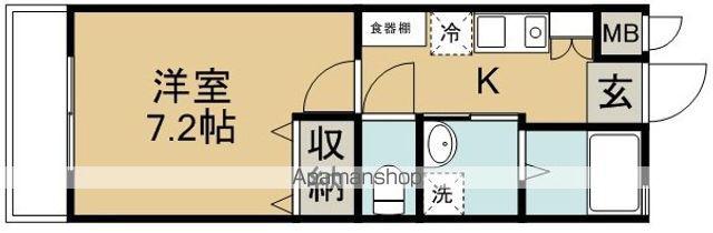 ボヌール若葉(1K/4階)の間取り写真