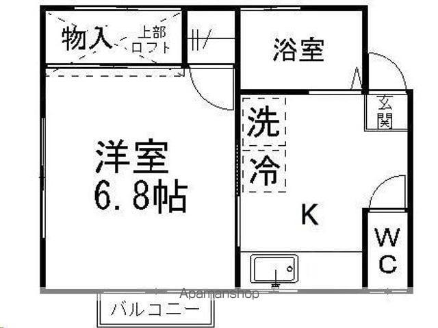 ピースフル高松(1K/2階)の間取り写真