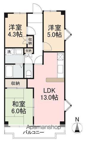 ライディングラン(3LDK/3階)の間取り写真