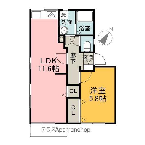 リエゾン高倉(1LDK/1階)の間取り写真