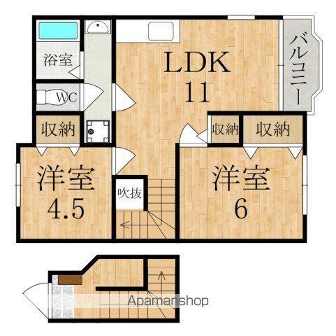 パークサイドコートⅠ(2LDK/2階)の間取り写真