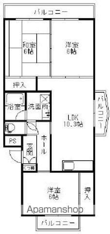 シャルマン87(3LDK/3階)の間取り写真