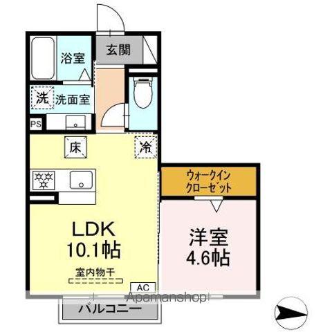 DROOM 鵜沼三ツ池町(1LDK/1階)の間取り写真