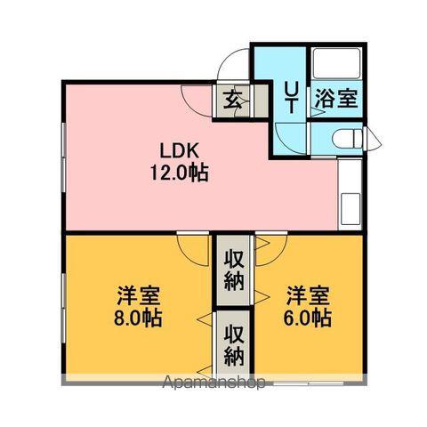 シティーハイム北ノ沢(2LDK/2階)の間取り写真