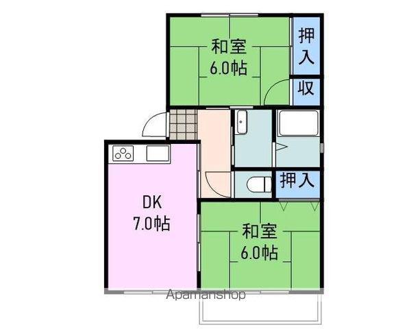 ユウハイツOZ(2DK/2階)の間取り写真