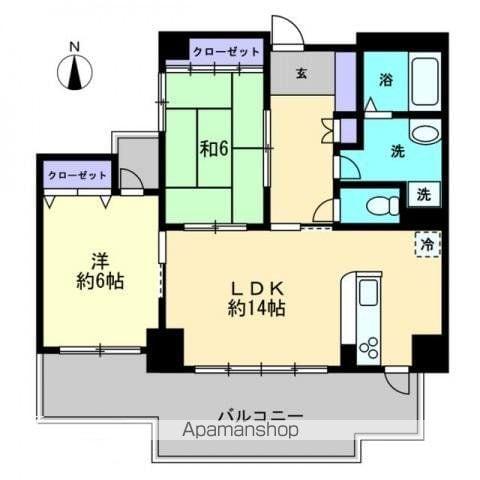 ストーンレイク子の浜(2LDK/4階)の間取り写真