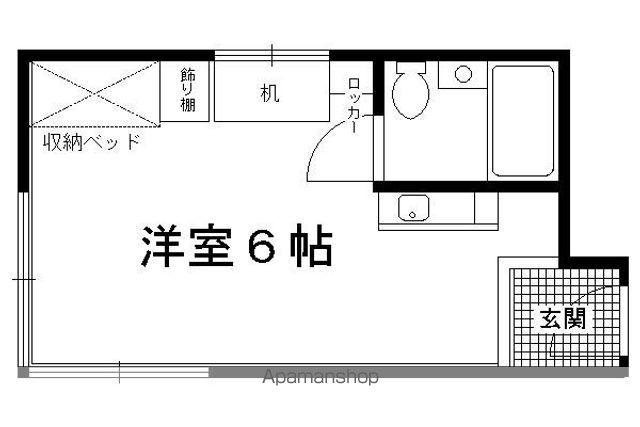 セゾン衣笠(ワンルーム/2階)の間取り写真