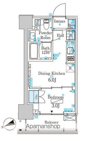 パークアクシス芝浦キャナル(1DK/2階)の間取り写真