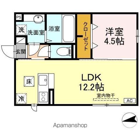 RESUA浜田(1LDK/1階)の間取り写真