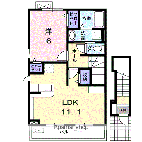エスポアールA(1LDK/2階)の間取り写真