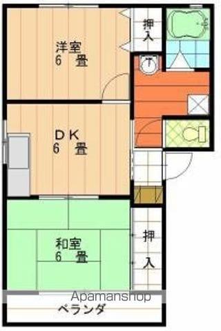 フレグランス枝松 B棟(2DK/2階)の間取り写真