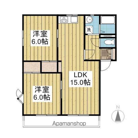 フレグランスピュアⅡ(2LDK/2階)の間取り写真