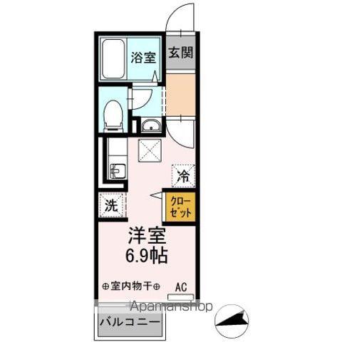 ベルクライムⅠ(ワンルーム/1階)の間取り写真