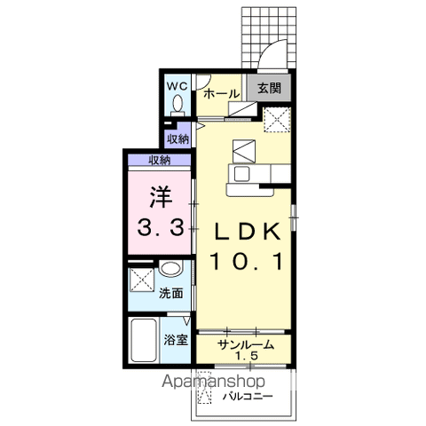 メゾン ヒル サンリット(1LDK/1階)の間取り写真