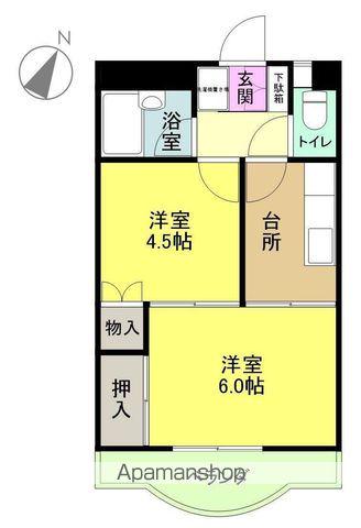 八百真マンション自由ヶ丘(2K/2階)の間取り写真