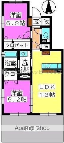 ルーチェ博多南(2LDK/1階)の間取り写真